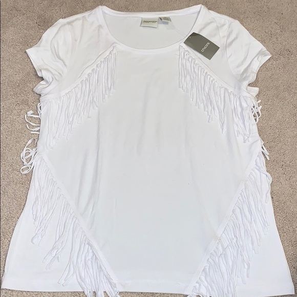 Chico’s white tee with fringe - Picture 1 of 1